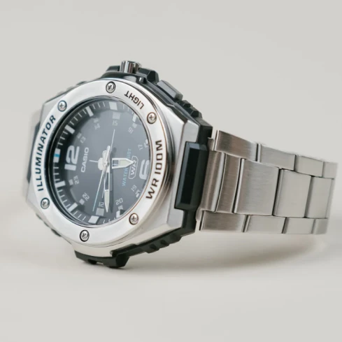 Мъжки ръчен часовник с кварцов механизъм - корпус от Стомана - Стоманена верижка - цвят Черен Сив