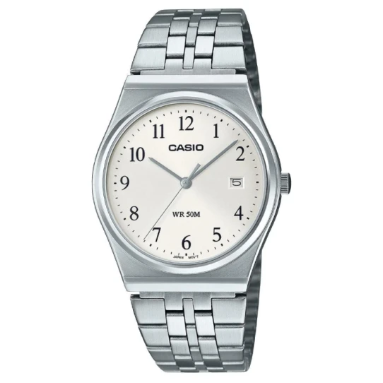 Мъжки ръчен часовник с кварцов механизъм - корпус от Стомана - Стоманена верижка - цвят Бежов Сив