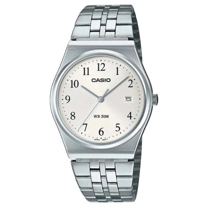 Мъжки ръчен часовник с кварцов механизъм - корпус от Стомана - Стоманена верижка - цвят Бежов Сив