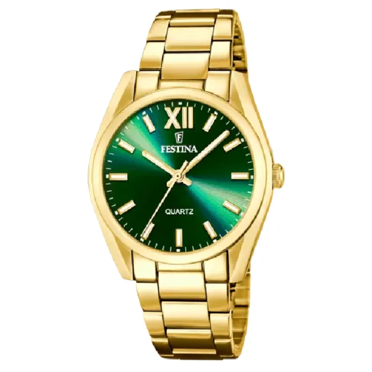 Дамски ръчен часовник с кварцов механизъм - корпус от Стомана - Стоманена верижка - цвят Зелен