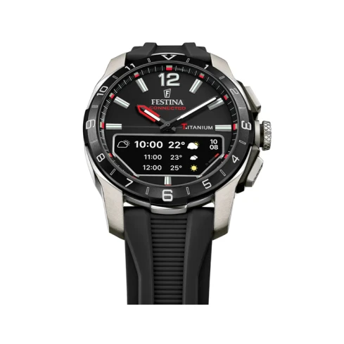 Мъжки ръчен часовник с кварцов механизъм - корпус от Титан - Каучук - цвят Черен Черен