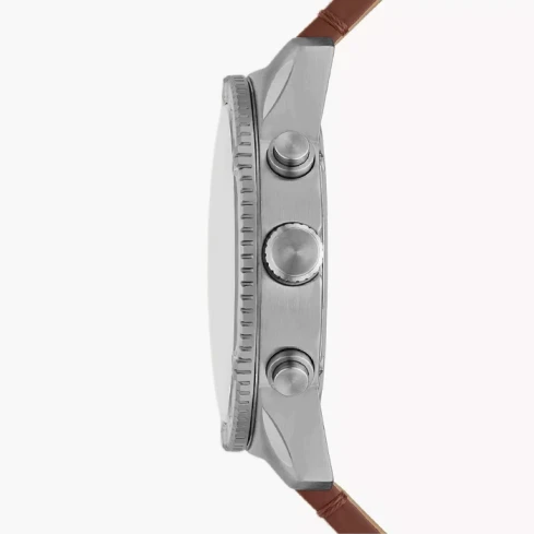 Мъжки ръчен часовник с кварцов механизъм - корпус от Стомана - Естествена кожа - цвят Син Кафяв