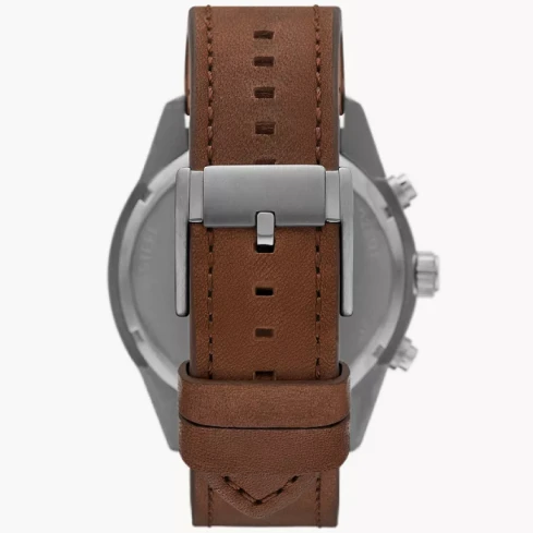 Мъжки ръчен часовник с кварцов механизъм - корпус от Стомана - Естествена кожа - цвят Син Кафяв