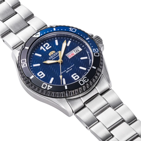 Мъжки ръчен часовник с механичен механизъм - корпус от Стомана - Стоманена верижка - цвят Син Сив