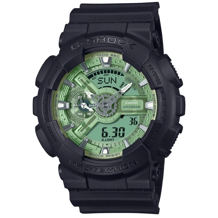 Мъжки ръчен часовник с кварцов механизъм - корпус от Полимер - Полимер - цвят Зелен Черен