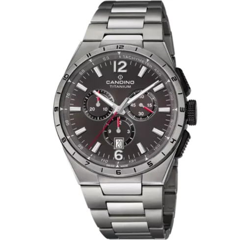 Мъжки ръчен часовник с кварцов механизъм - корпус от Титан - Титаниева верижка - цвят Син Сив