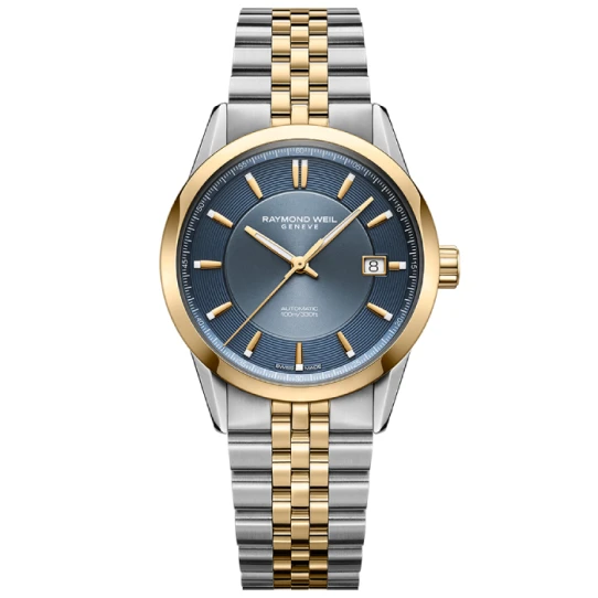 Мъжки ръчен часовник с автоматичен механизъм - корпус от Стомана - Стоманена верижка - цвят Син Сив