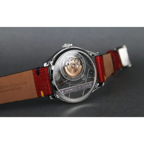 Мъжки ръчен часовник с автоматичен механизъм - корпус от Стомана - Естествена кожа - цвят Скелетон Червен