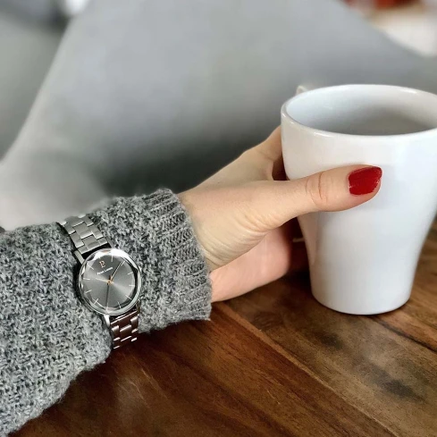 Pierre Lannier 011L631 Multiples - Дамски ръчен часовник с кварцов механизъм - корпус от Стомана - Стоманена верижка - цвят Черен Сив