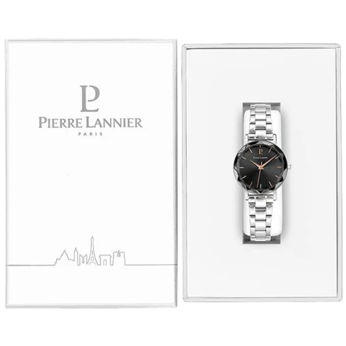 Дамски ръчен часовник с кварцов механизъм - корпус от Стомана - Стоманена верижка - цвят Черен Сив