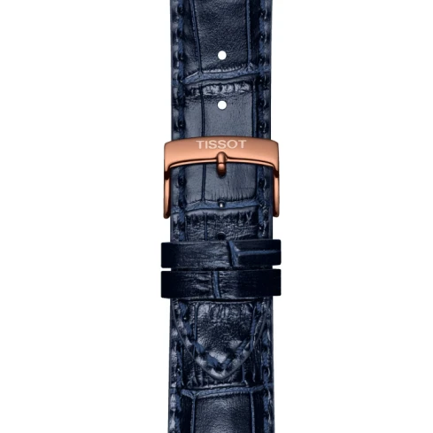 Мъжки ръчен часовник с кварцов механизъм - корпус от Стомана - Естествена кожа - цвят Син Розово Злато