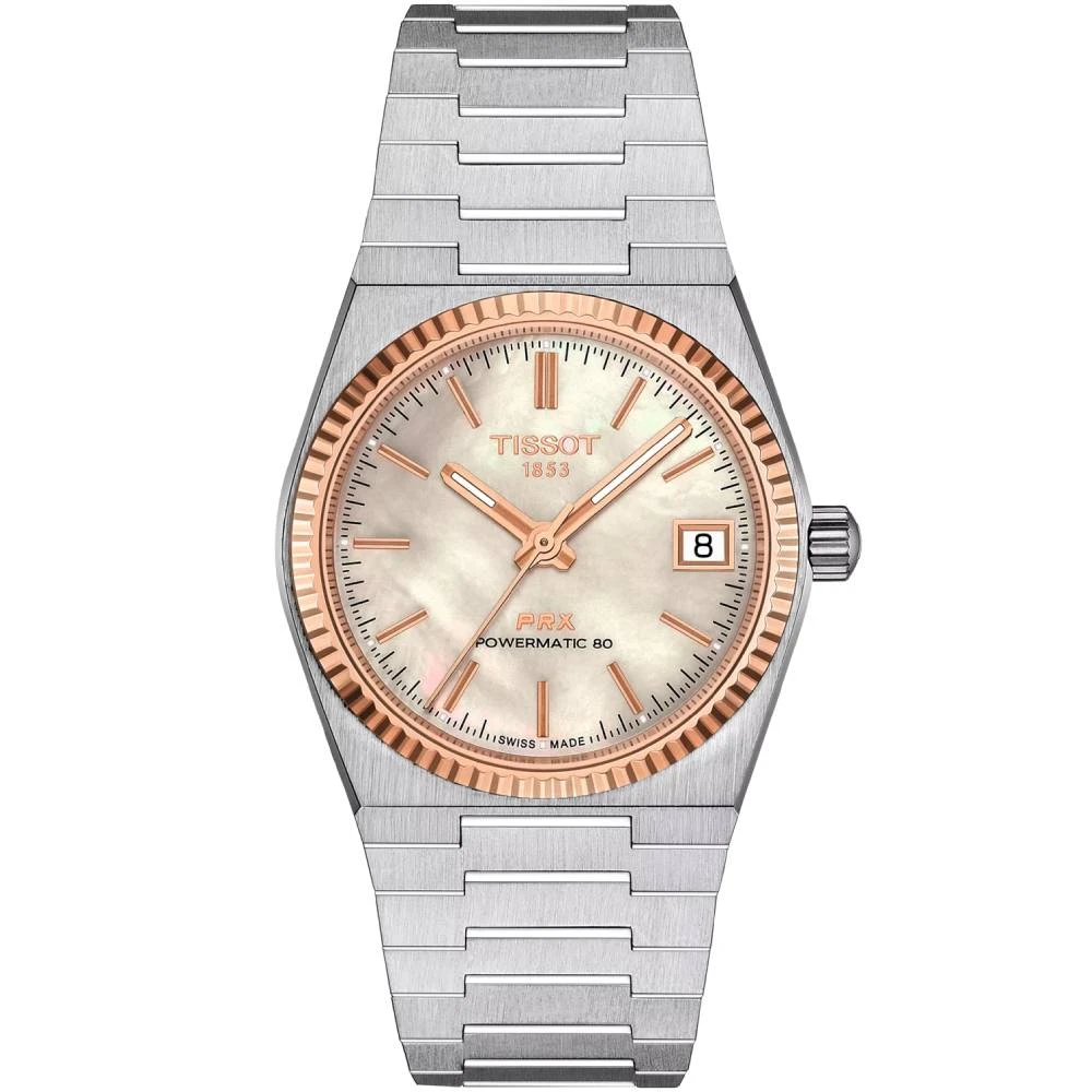 Дамски ръчен часовник с автоматичен механизъм - корпус от Стомана - Стоманена верижка - цвят Седеф Сив