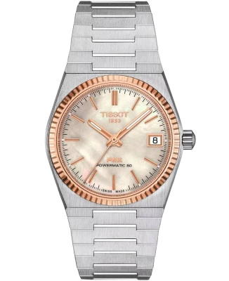 Дамски ръчен часовник с автоматичен механизъм - корпус от Стомана - Стоманена верижка - цвят Седеф Сив