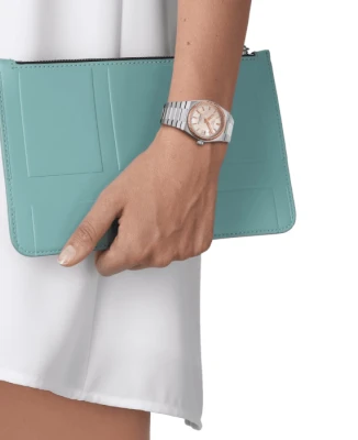 Дамски ръчен часовник с автоматичен механизъм - корпус от Стомана - Стоманена верижка - цвят Седеф Сив