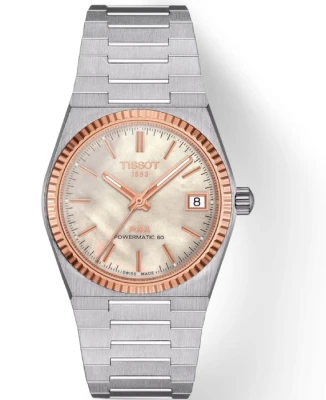 Дамски ръчен часовник с автоматичен механизъм - корпус от Стомана - Стоманена верижка - цвят Седеф Сив