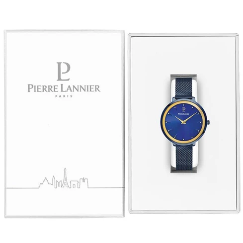 Pierre Lannier 033L869 Elara - Дамски ръчен часовник с кварцов механизъм - корпус от Стомана - Меш - цвят Син Син