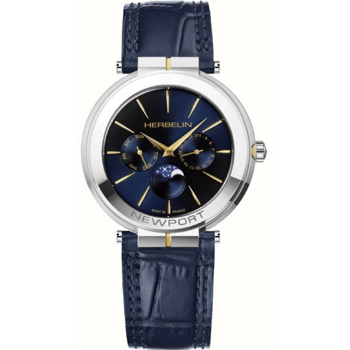 Унисекс ръчен часовник с кварцов механизъм - корпус от Стомана - Естествена кожа - цвят Син Син