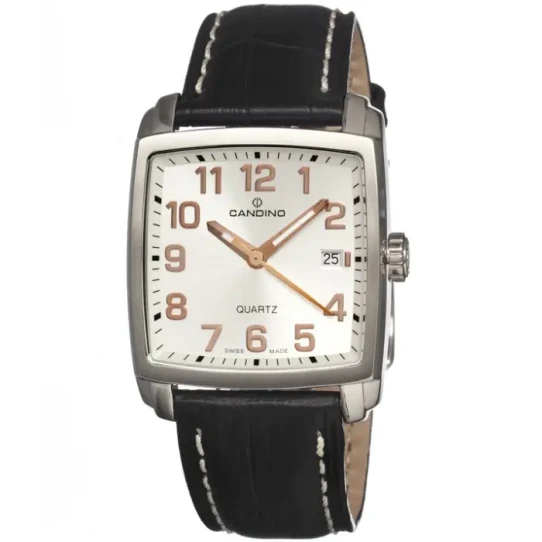 Мъжки ръчен часовник с кварцов механизъм - корпус от Стомана - Стоманена верижка - цвят Бял