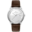 Мъжки ръчен часовник с кварцов механизъм - корпус от Стомана - Естествена кожа - цвят Бял Кафяв