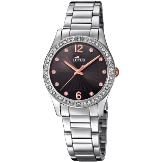 Дамски ръчен часовник с кварцов механизъм - корпус от Стомана - Стоманена верижка - цвят Черен Сив