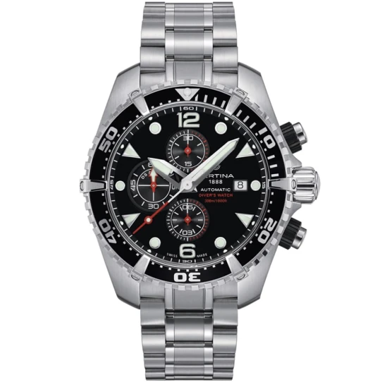 Мъжки ръчен часовник с автоматичен механизъм - корпус от Стомана и алуминий - Стоманена верижка - цвят Черен Сив