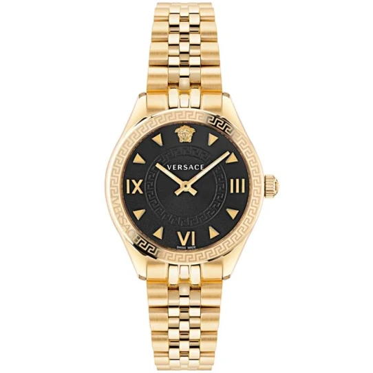 Дамски ръчен часовник с кварцов механизъм - корпус от Стомана - Стоманена верижка - цвят Черен Злато