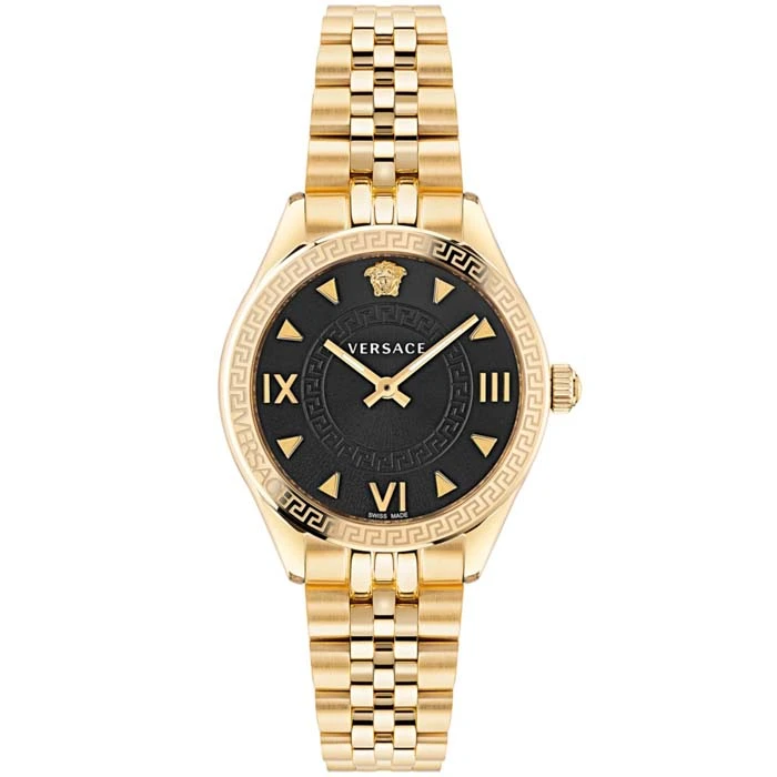 Дамски ръчен часовник с кварцов механизъм - корпус от Стомана - Стоманена верижка - цвят Черен Злато