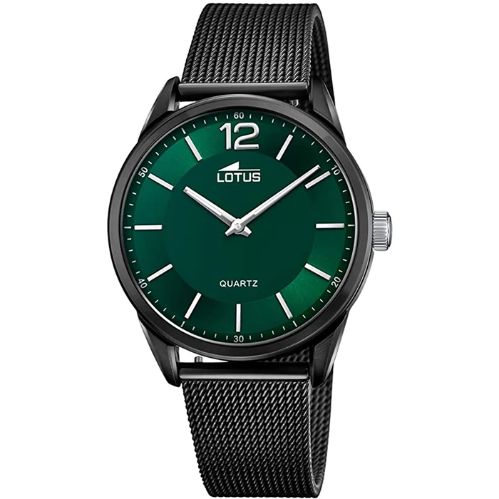 Мъжки ръчен часовник с кварцов механизъм - корпус от Стомана - Меш - цвят Зелен Черен