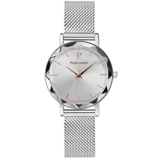 Дамски ръчен часовник с кварцов механизъм - корпус от Стомана - Меш - цвят Сребрист Сив