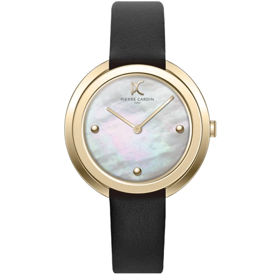 Pierre Cardin CMC.8004 Montmartre Simplicity - Дамски ръчен часовник с кварцов механизъм - корпус от Стомана - Естествена кожа - цвят Седеф Черен