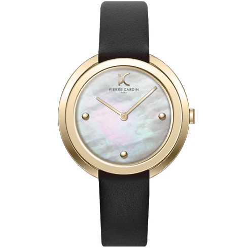 Pierre Cardin CMC.8004 Montmartre Simplicity - Дамски ръчен часовник с кварцов механизъм - корпус от Стомана - Естествена кожа - цвят Седеф Черен