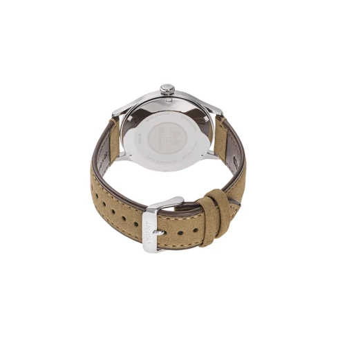 Мъжки ръчен часовник с кварцов механизъм - корпус от Стомана - Синтетична кожа - цвят Зелен Кафяв