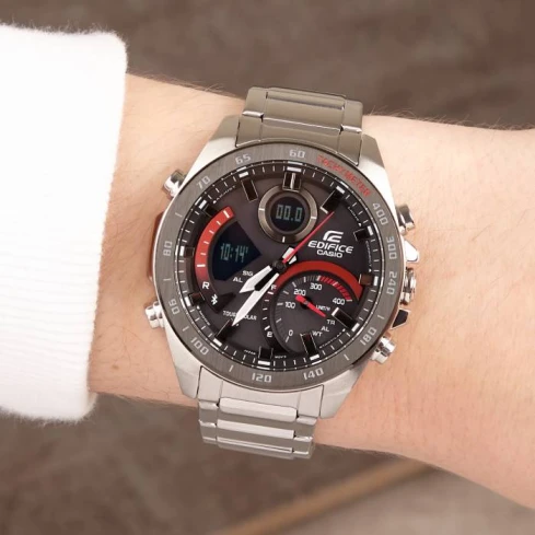 Мъжки ръчен часовник с кварцов механизъм - корпус от Стомана - Стоманена верижка - цвят Черен