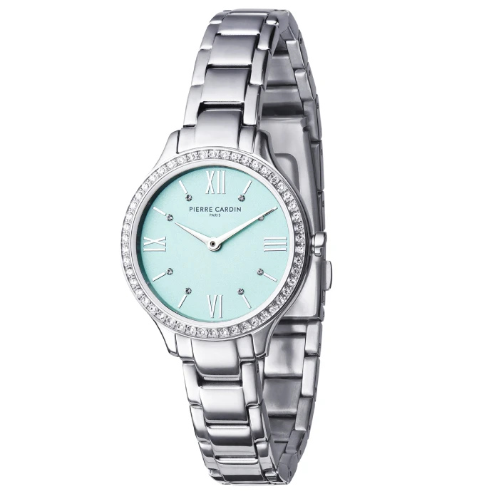 Дамски ръчен часовник с кварцов механизъм - корпус от Стомана - Стоманена верижка - цвят Син