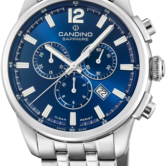 Мъжки ръчен часовник с кварцов механизъм - корпус от Стомана - Стоманена верижка - цвят Син