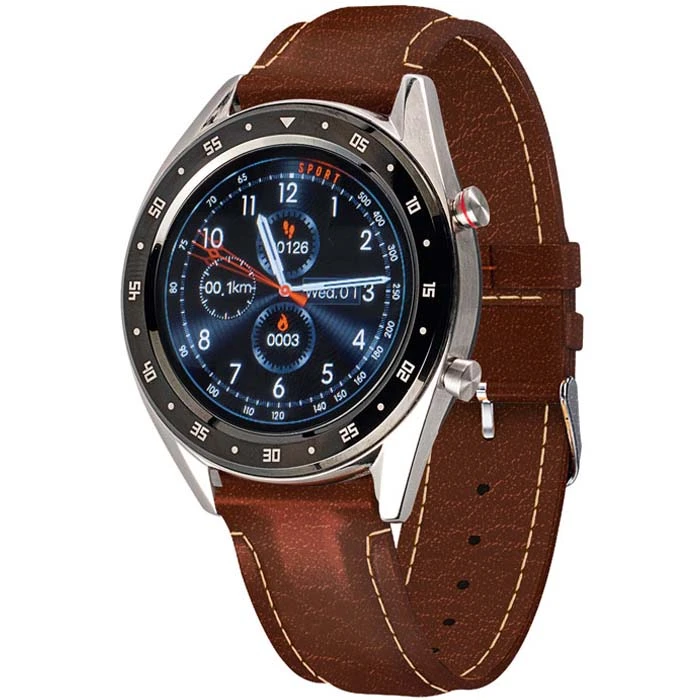 Унисекс ръчен часовник с кварцов механизъм - корпус от Стомана - Естествена кожа - цвят Син Черен