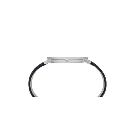 Мъжки ръчен часовник с кварцов механизъм - корпус от Стомана - Естествена кожа - цвят Черен Черен