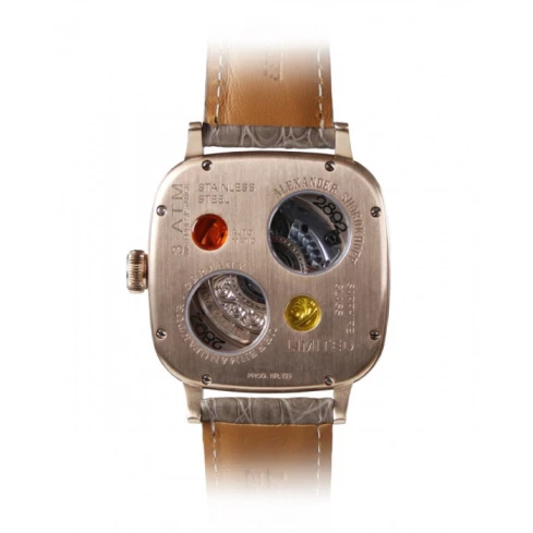 Мъжки ръчен часовник с автоматичен механизъм - корпус от Стомана - Естествена кожа - цвят Дъга Кафяв