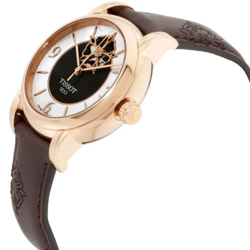 Дамски ръчен часовник с автоматичен механизъм - корпус от Стомана - Естествена кожа - цвят Седеф Кафяв