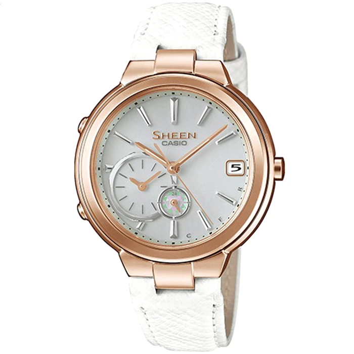 Дамски ръчен часовник с кварцов механизъм - корпус от Стомана - Естествена кожа - цвят Бял Бял