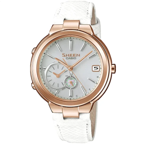 Дамски ръчен часовник с кварцов механизъм - корпус от Стомана - Естествена кожа - цвят Бял Бял