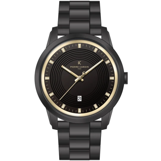 Мъжки ръчен часовник с кварцов механизъм - корпус от Стомана - Стоманена верижка - цвят Черен Черен