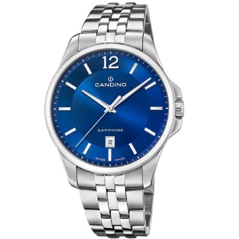 Мъжки ръчен часовник с кварцов механизъм - корпус от Стомана - Стоманена верижка - цвят Син