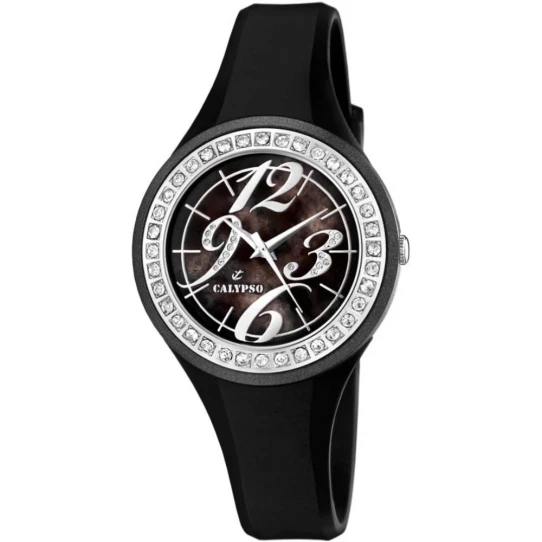 Унисекс ръчен часовник с кварцов механизъм - корпус от Полимер - Полимер - цвят Седеф Черен