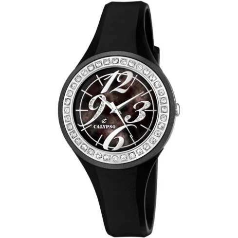 Унисекс ръчен часовник с кварцов механизъм - корпус от Полимер - Полимер - цвят Седеф Черен