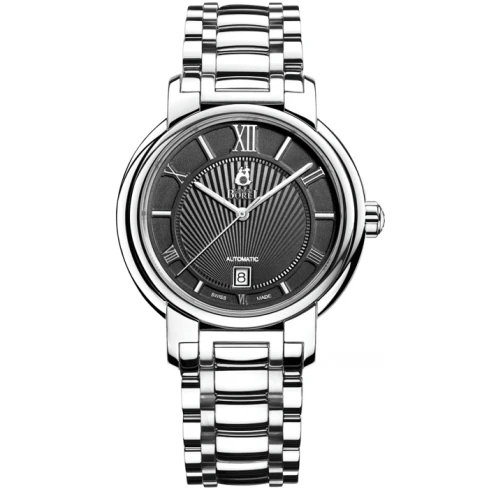 Мъжки ръчен часовник с автоматичен механизъм - корпус от Стомана - Стоманена верижка - цвят Черен Сив