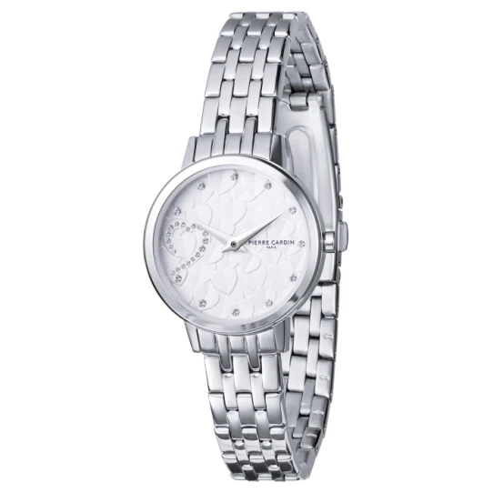 Pierre Cardin CBL.0013 Goutte d'Or - Дамски ръчен часовник с кварцов механизъм - корпус от Стомана - Стоманена верижка - цвят Бял