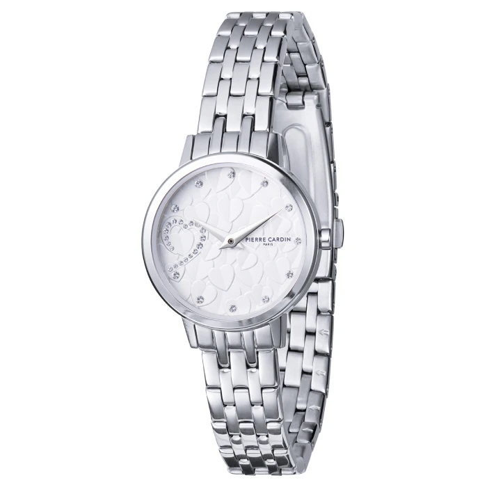 Дамски ръчен часовник с кварцов механизъм - корпус от Стомана - Стоманена верижка - цвят Бял