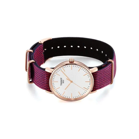 Дамски ръчен часовник с кварцов механизъм - корпус от Стомана - Нато каишка - цвят Бял Син