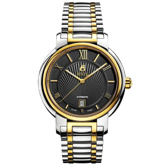 Мъжки ръчен часовник с автоматичен механизъм - корпус от Стомана - Стоманена верижка - цвят Черен Злато